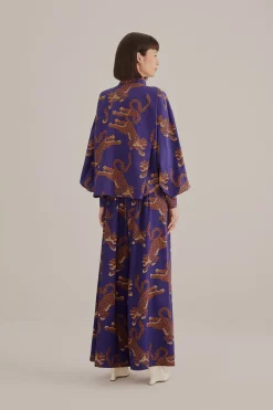 FARM Rio  NAVY BLUE LEOPARDS TAILORED PANTS