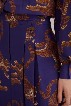 FARM Rio  NAVY BLUE LEOPARDS TAILORED PANTS