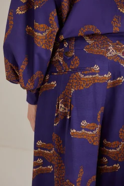 FARM Rio  NAVY BLUE LEOPARDS TAILORED PANTS