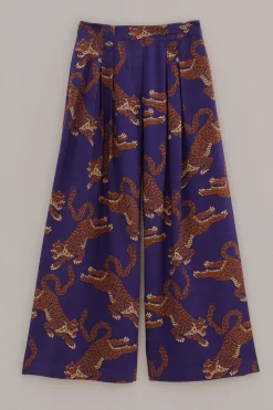 FARM Rio  NAVY BLUE LEOPARDS TAILORED PANTS