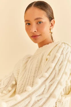 FARM Rio  OFF-WHITE BRAIDED SWEATER