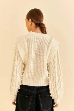 FARM Rio  OFF-WHITE BRAIDED SWEATER