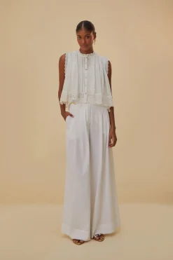 FARM Rio OFF-WHITE LINEN LOW WAIST PANTS