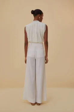 FARM Rio OFF-WHITE LINEN LOW WAIST PANTS