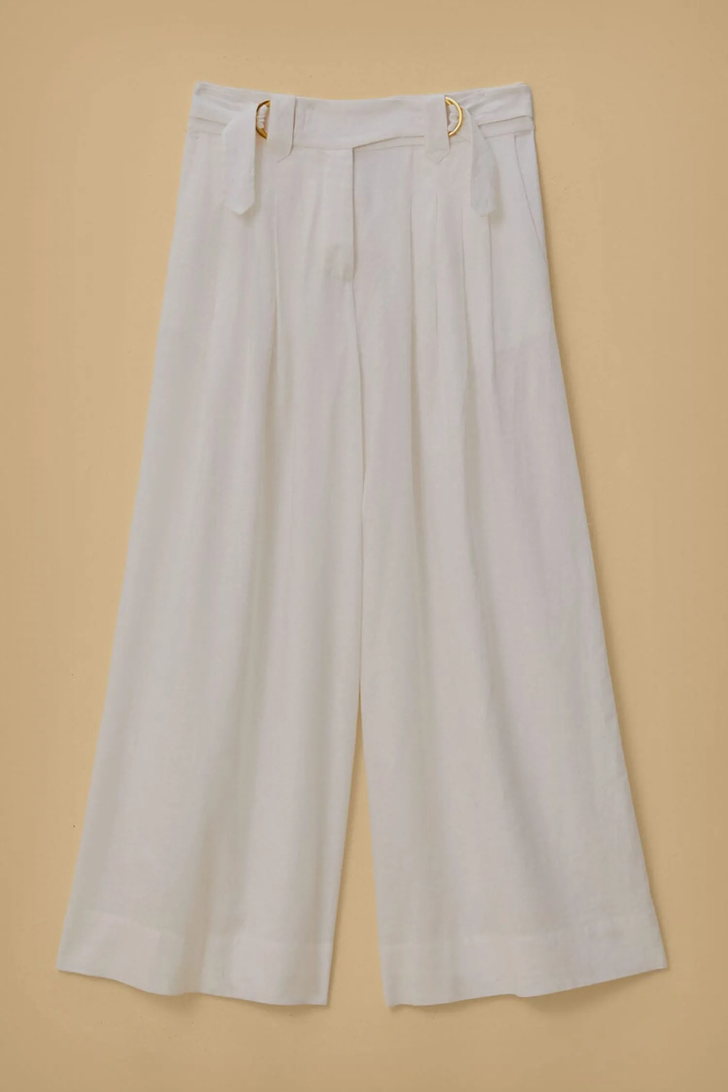 FARM Rio OFF-WHITE LINEN LOW WAIST PANTS