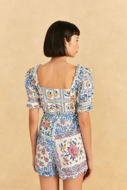 FARM Rio OFF-WHITE ROMANTIC BANDANAS ORGANIC COTTON ROMPER