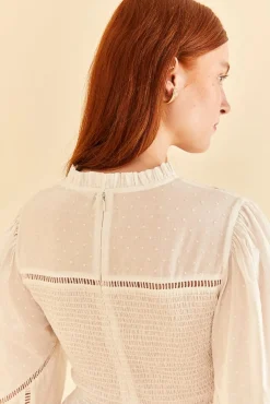 FARM Rio  OFF-WHITE SMOCKED BLOUSE