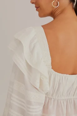 FARM Rio  OFF-WHITE SQUARE NECKLINE BLOUSE
