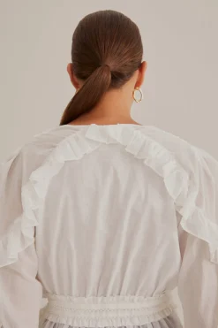 FARM Rio  OFF-WHITE V NECK BLOUSE