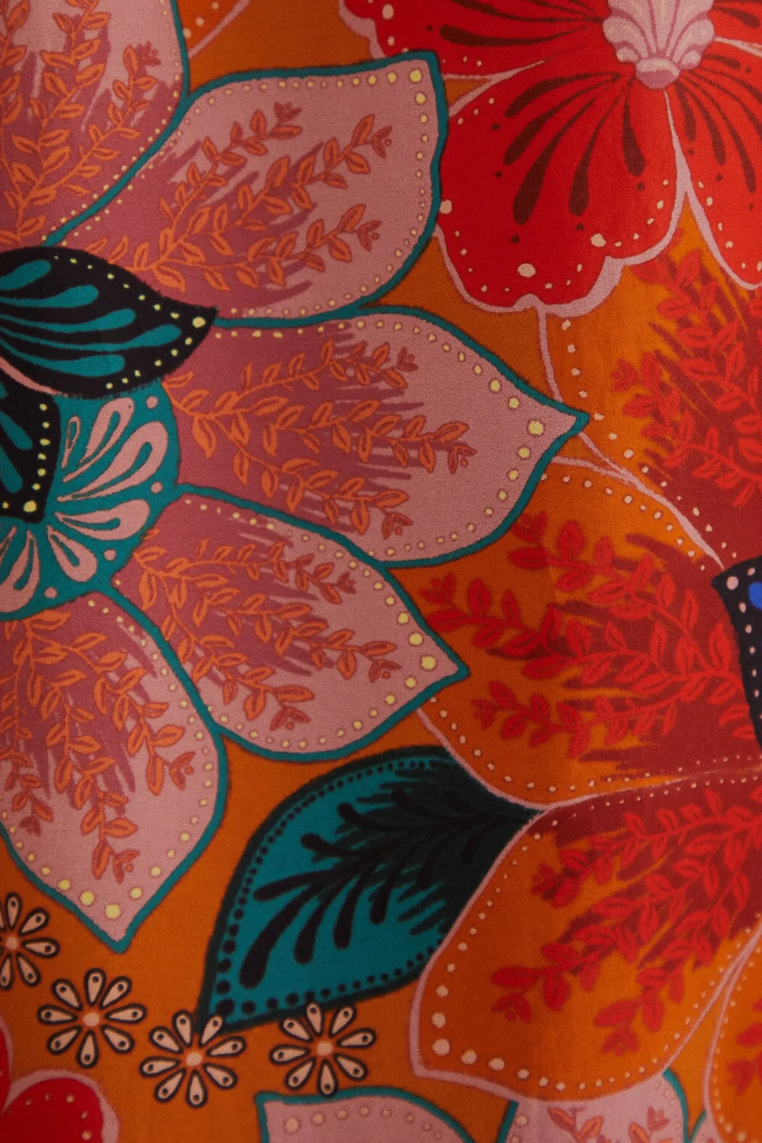 FARM Rio ORANGE MARIAS FLORAL CUT-OUT MIDI DRESS