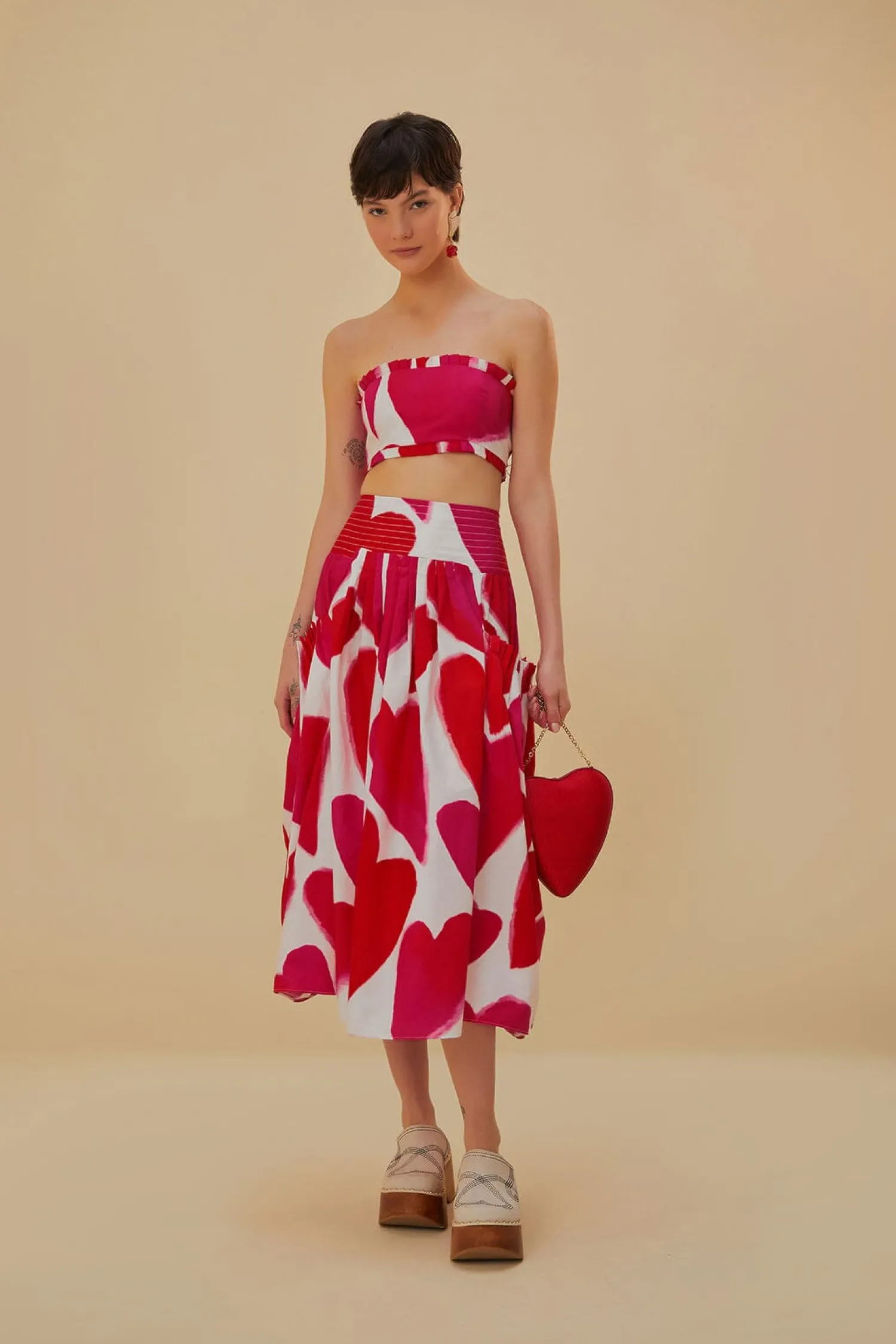 FARM Rio PAINTED HEARTS SLEEVELESS TOP