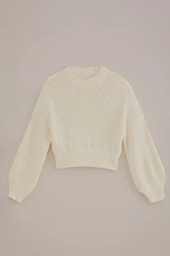 FARM Rio  PEARL EMBROIDERED BUBBLE SWEATER