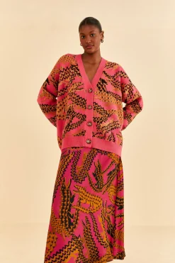 FARM Rio PINK CROCO MIDI SKIRT