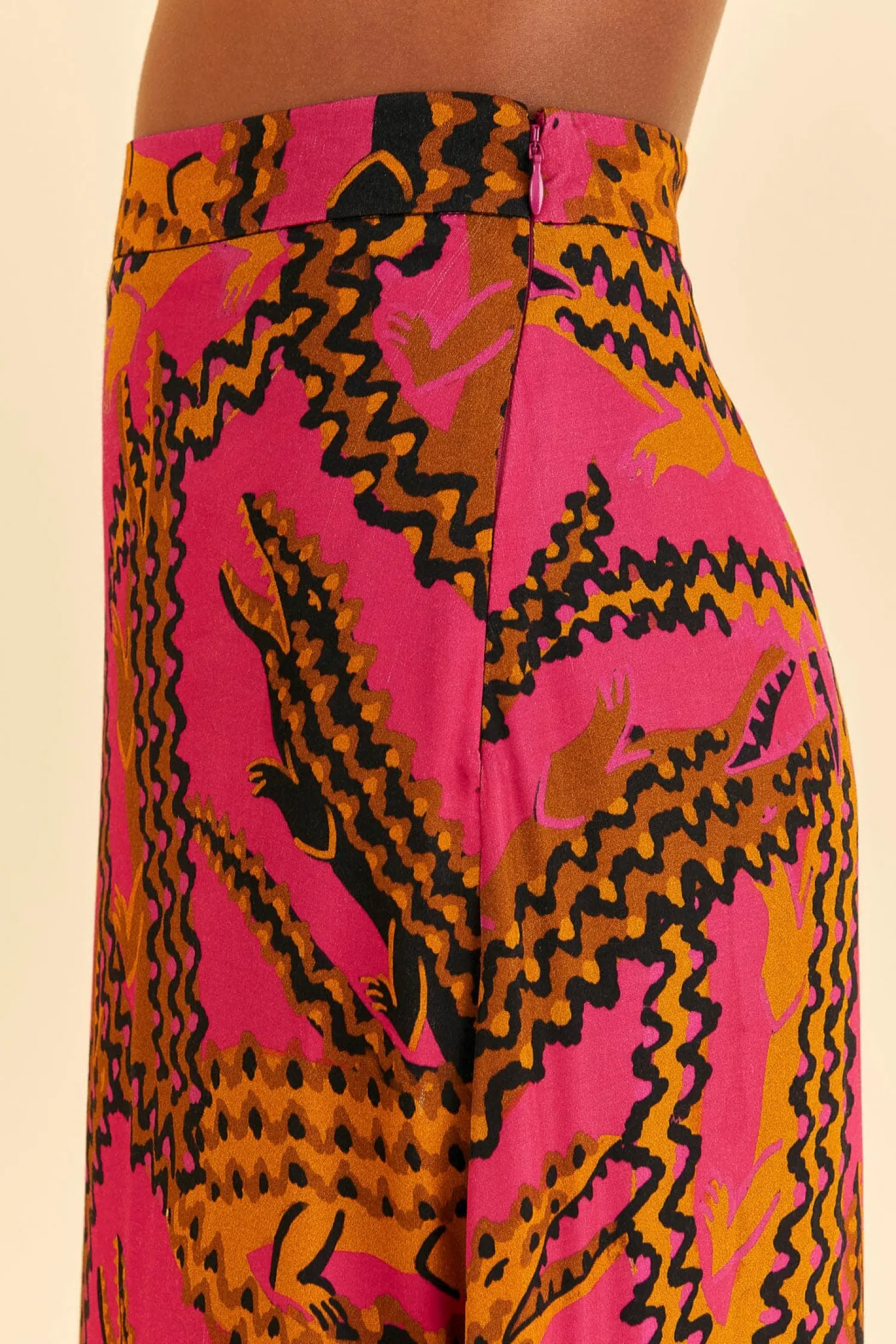FARM Rio PINK CROCO MIDI SKIRT