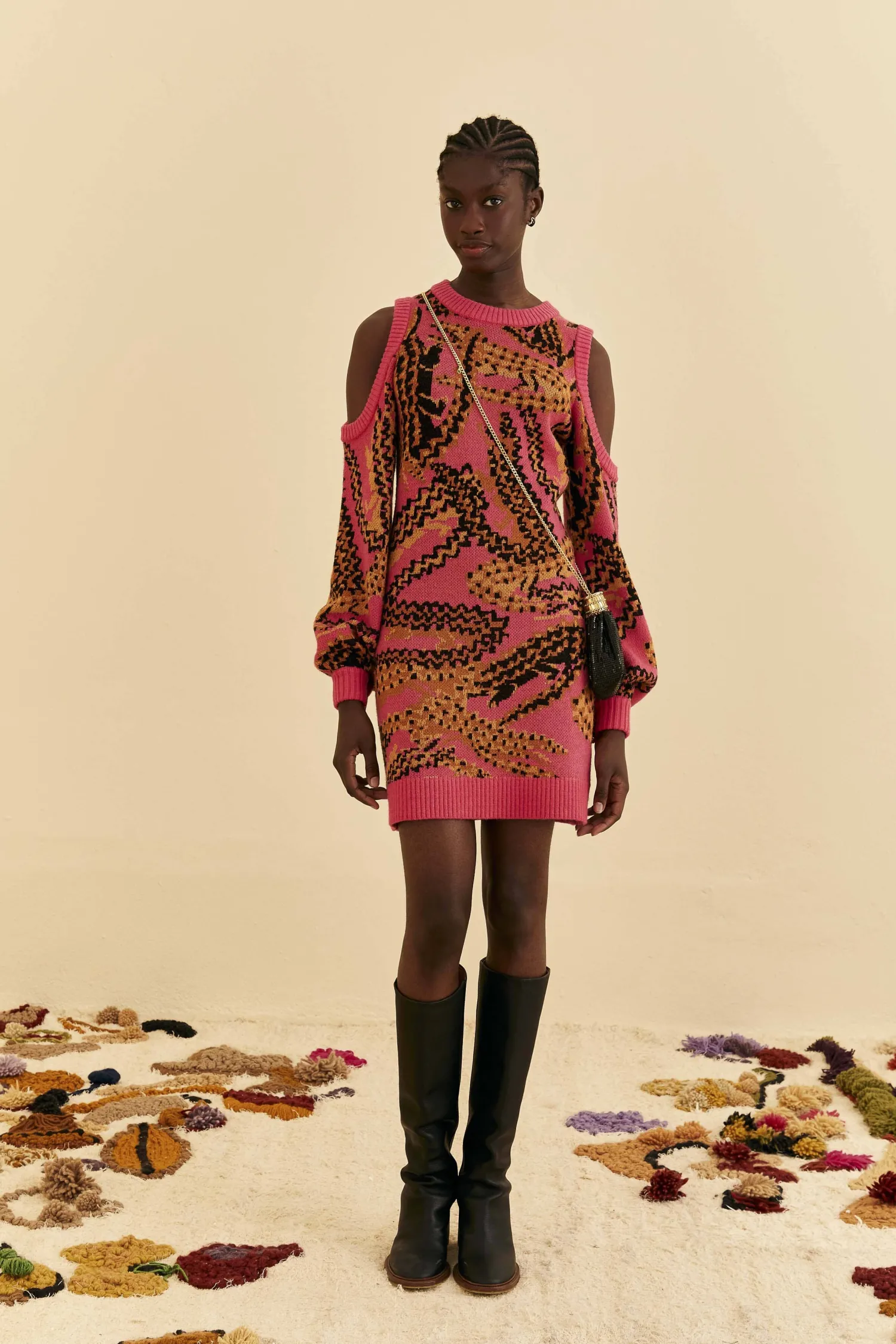 FARM Rio PINK CROCO SWEATER DRESS