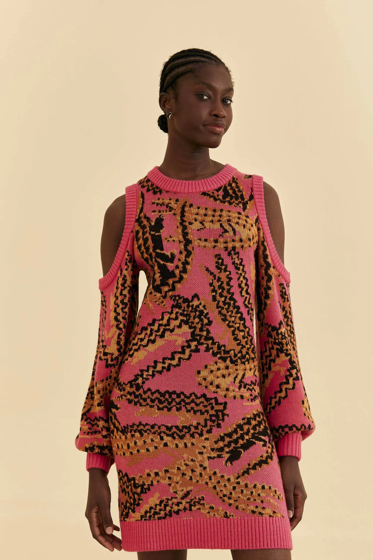 FARM Rio PINK CROCO SWEATER DRESS