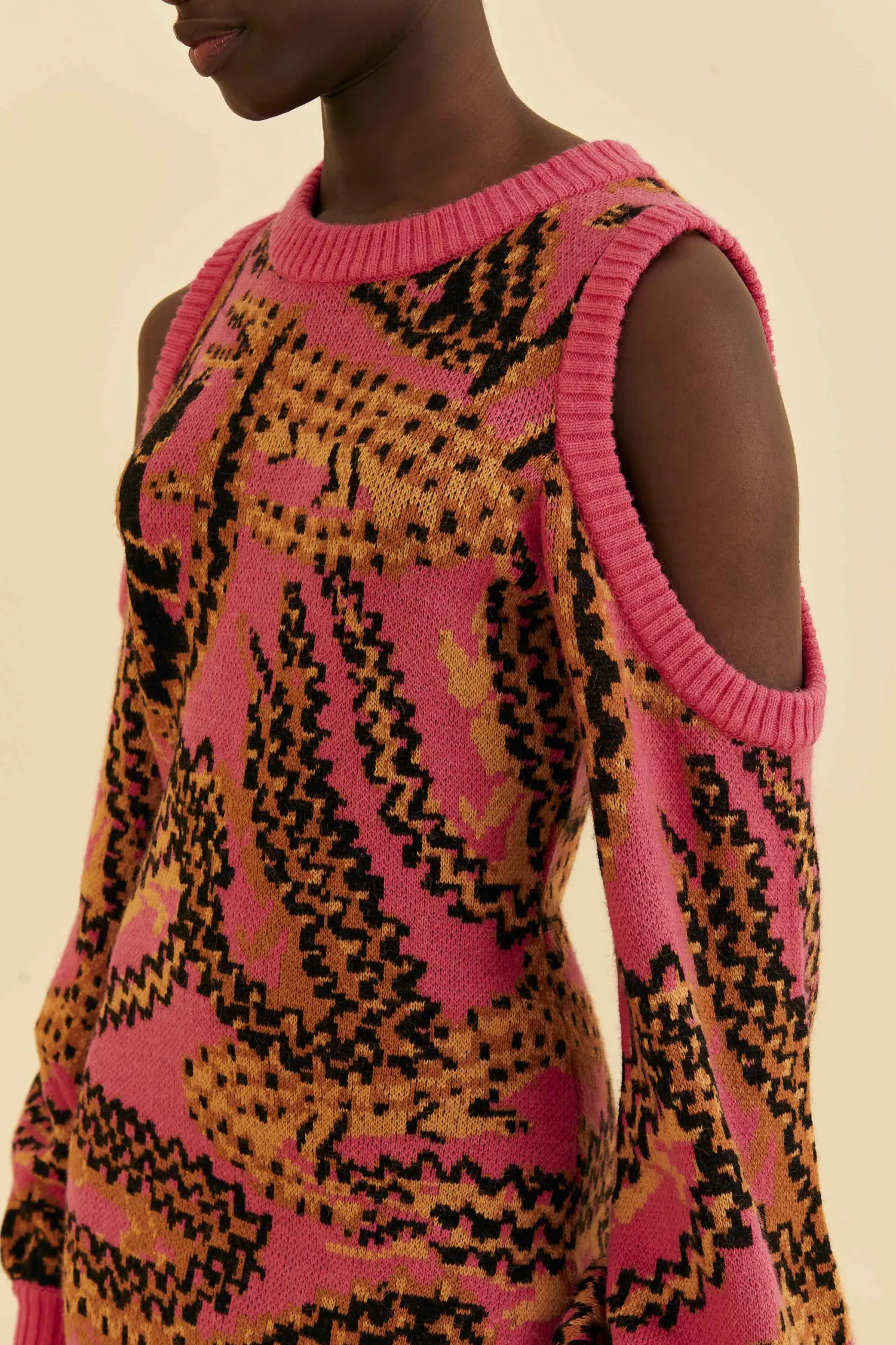 FARM Rio PINK CROCO SWEATER DRESS