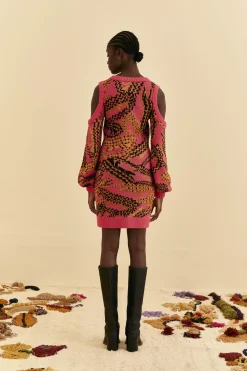 FARM Rio PINK CROCO SWEATER DRESS