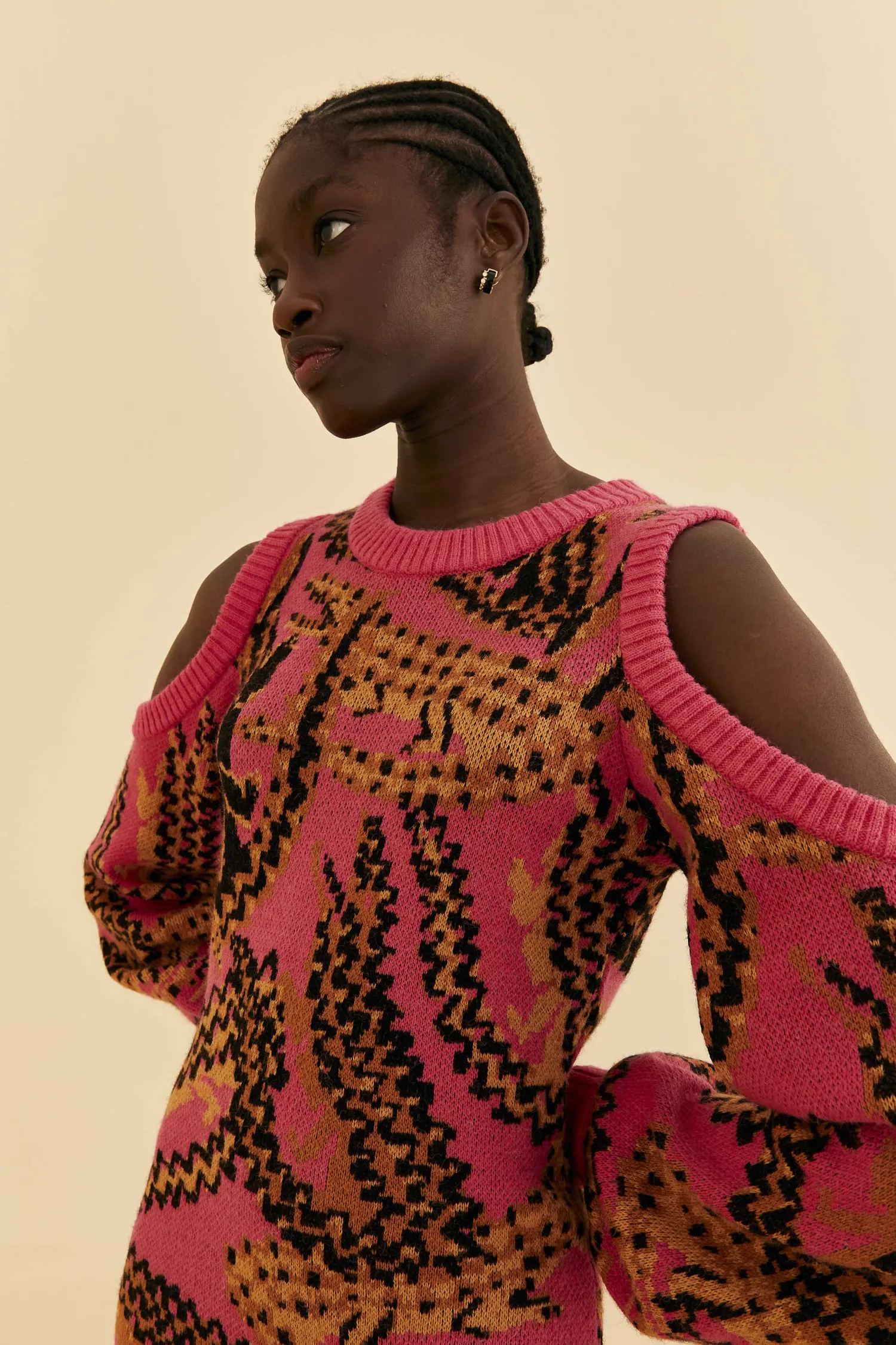 FARM Rio PINK CROCO SWEATER DRESS