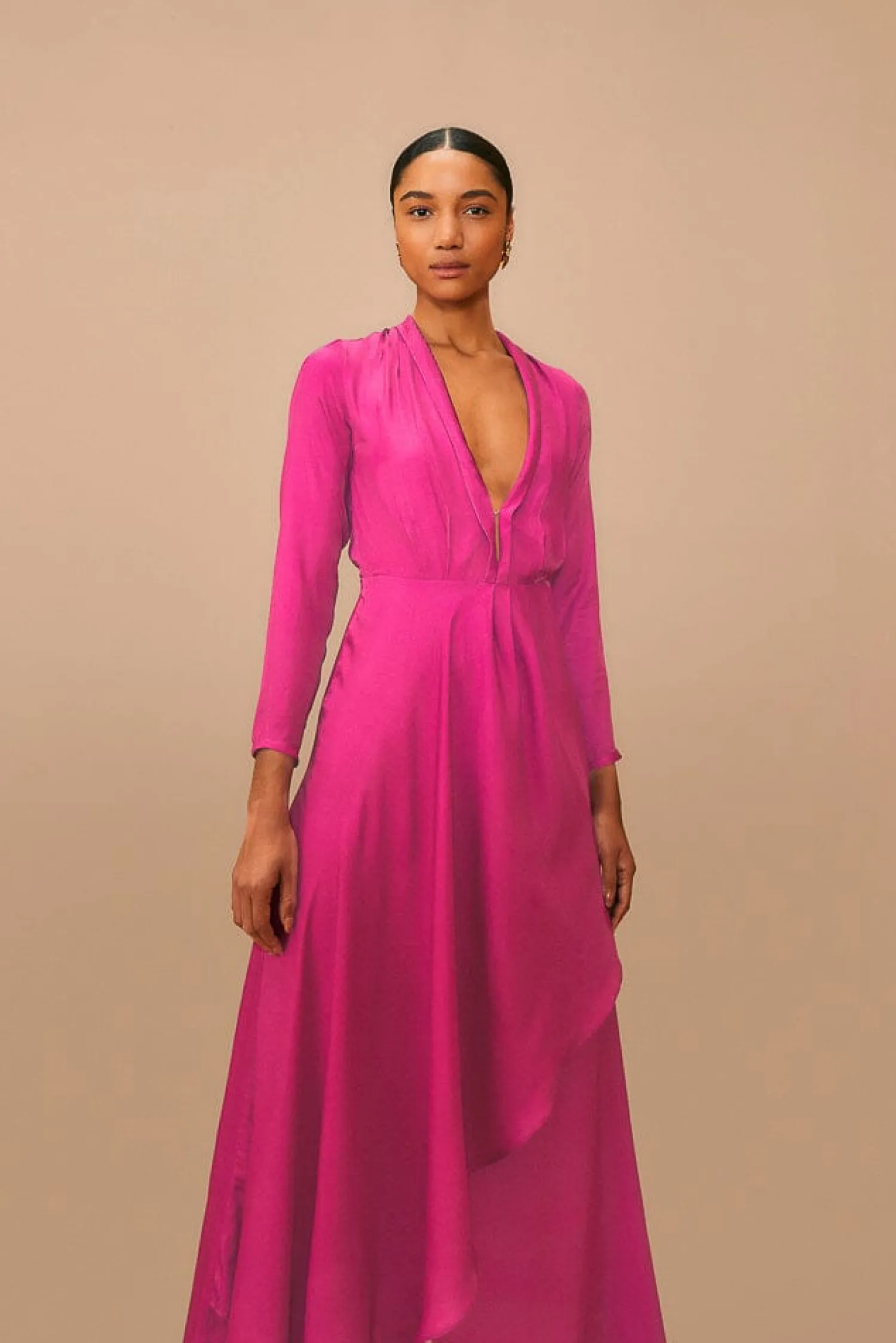 FARM Rio PINK LONG SLEEVE MAXI DRESS