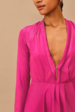 FARM Rio PINK LONG SLEEVE MAXI DRESS