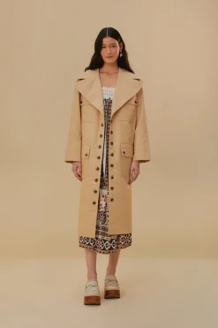 FARM Rio  POCKETS OVER NUDE TRENCH COAT