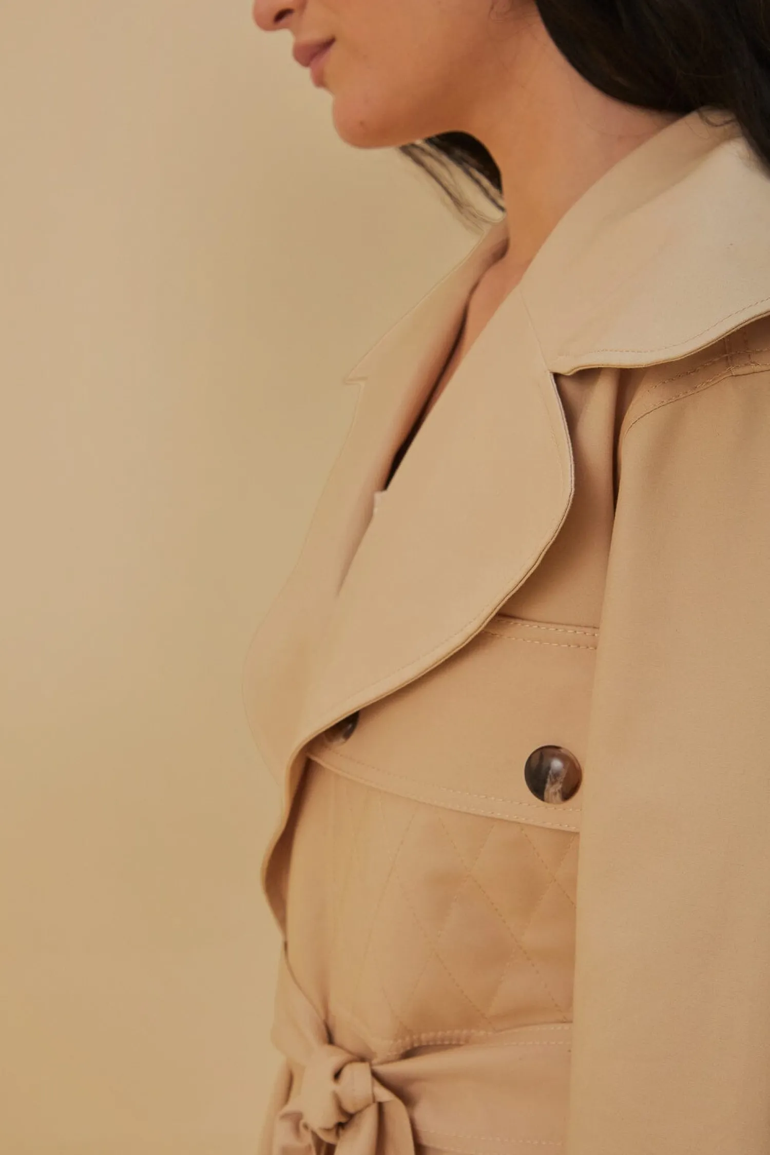 FARM Rio POCKETS OVER NUDE TRENCH COAT