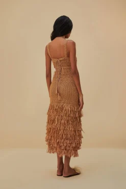 FARM Rio RAFFIA CUT-OUT MIDI DRESS
