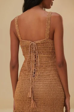FARM Rio RAFFIA CUT-OUT MIDI DRESS