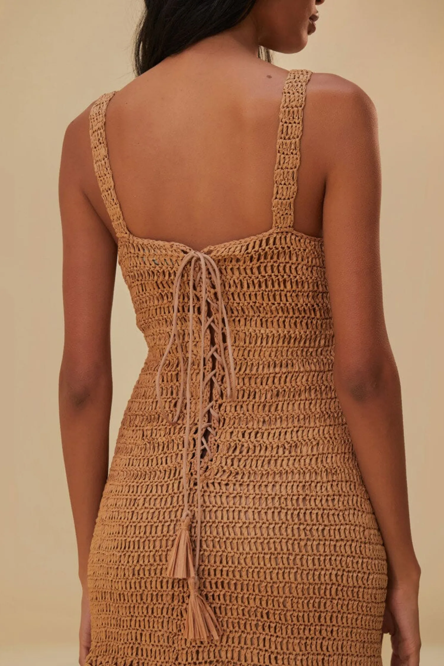 FARM Rio RAFFIA CUT-OUT MIDI DRESS
