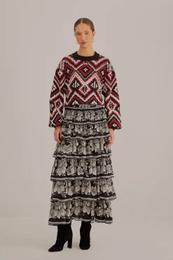 FARM Rio  RAUTI BEADED KNIT SWEATER