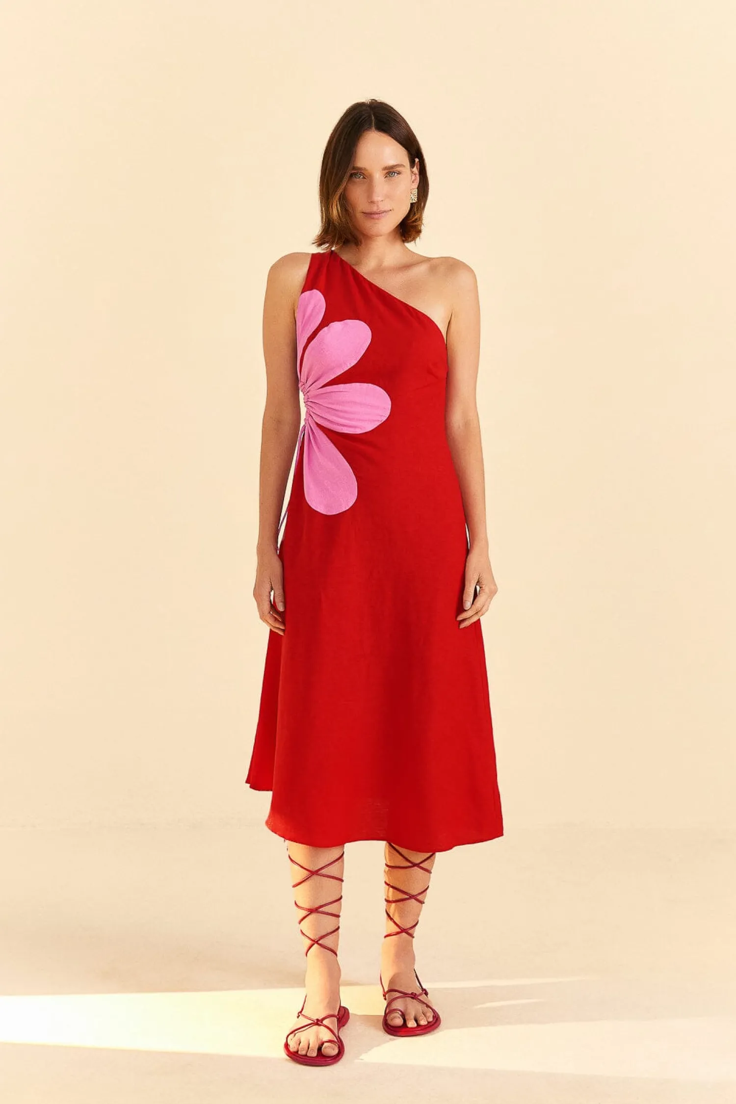 FARM Rio RED CUT-OUT FLOWER DRESS