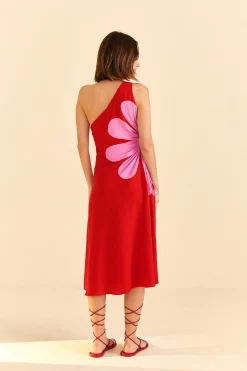 FARM Rio RED CUT-OUT FLOWER DRESS