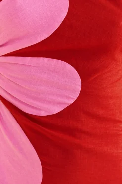 FARM Rio RED CUT-OUT FLOWER DRESS