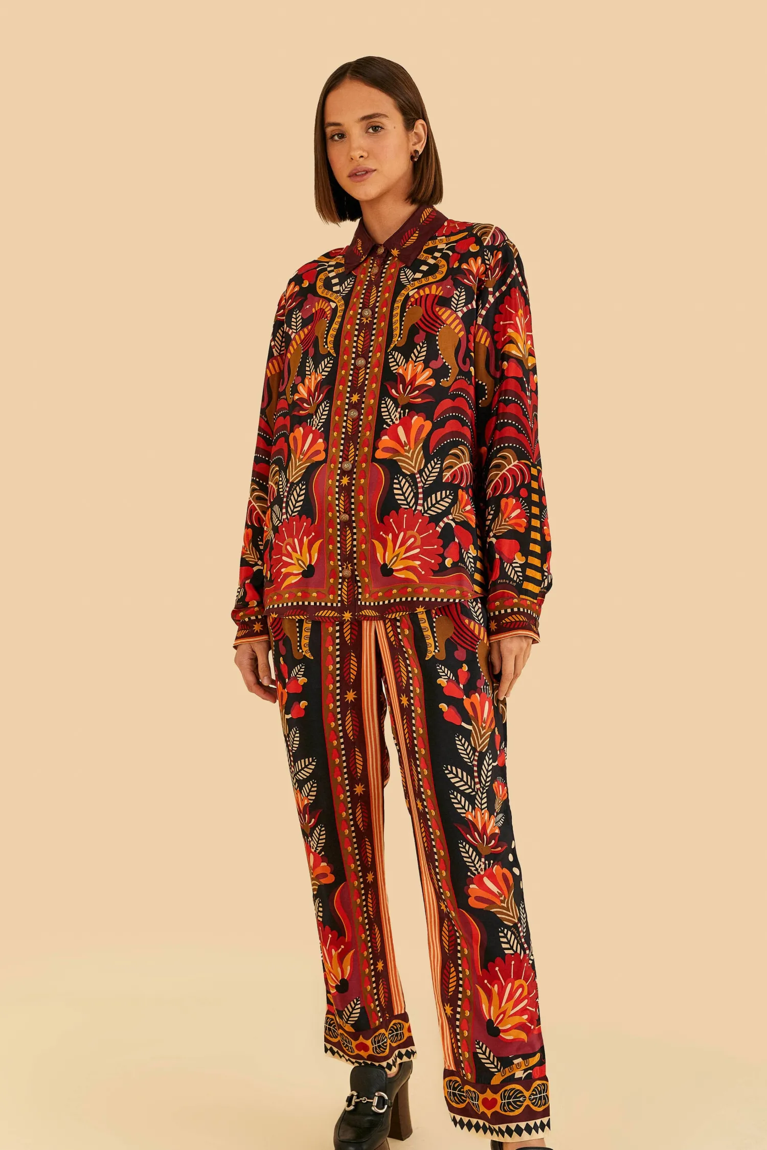 FARM Rio RED NATURE BEAUTY SCARF PANTS