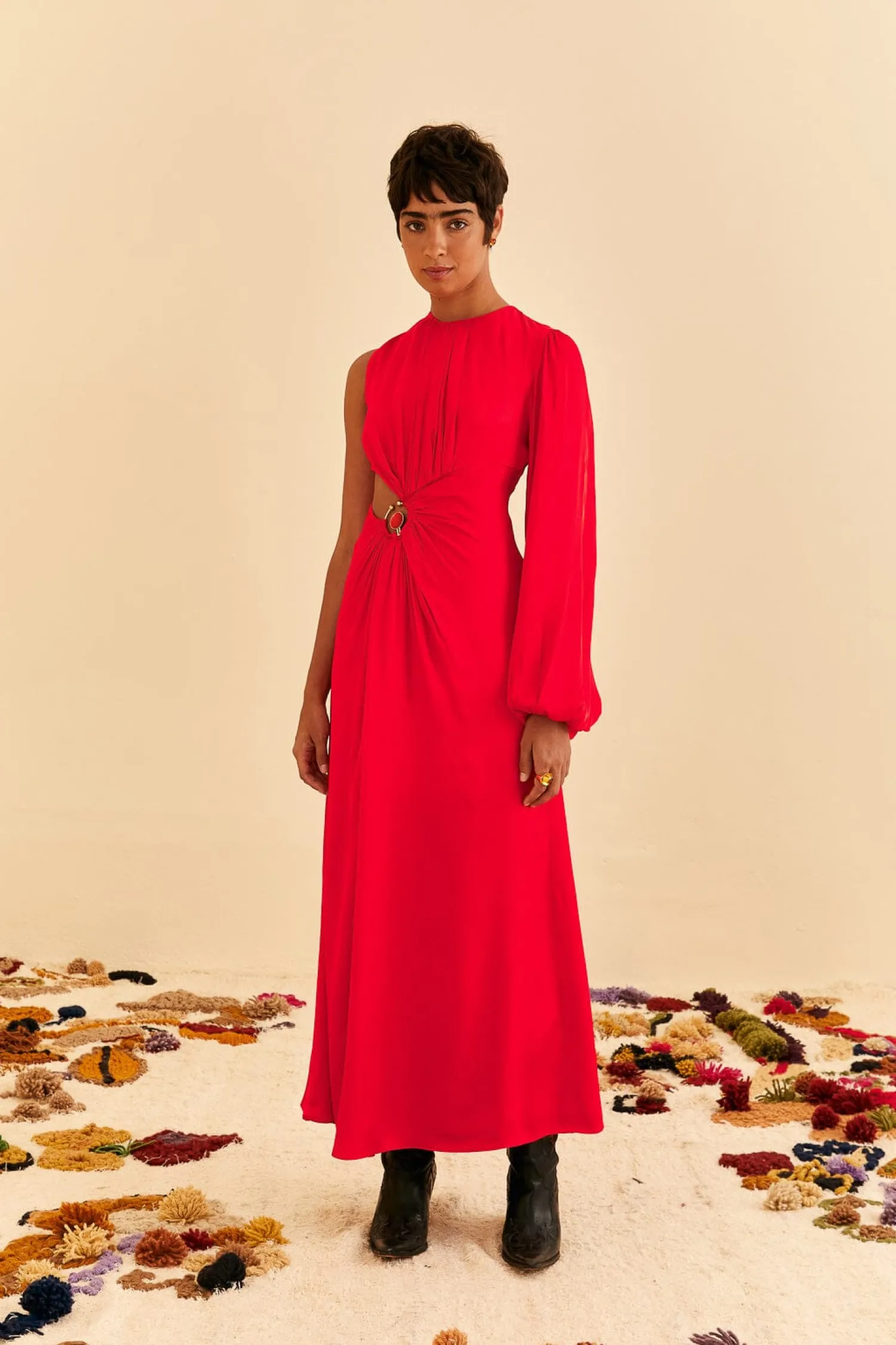 FARM Rio RED ONE SHOULDER MAXI DRESS