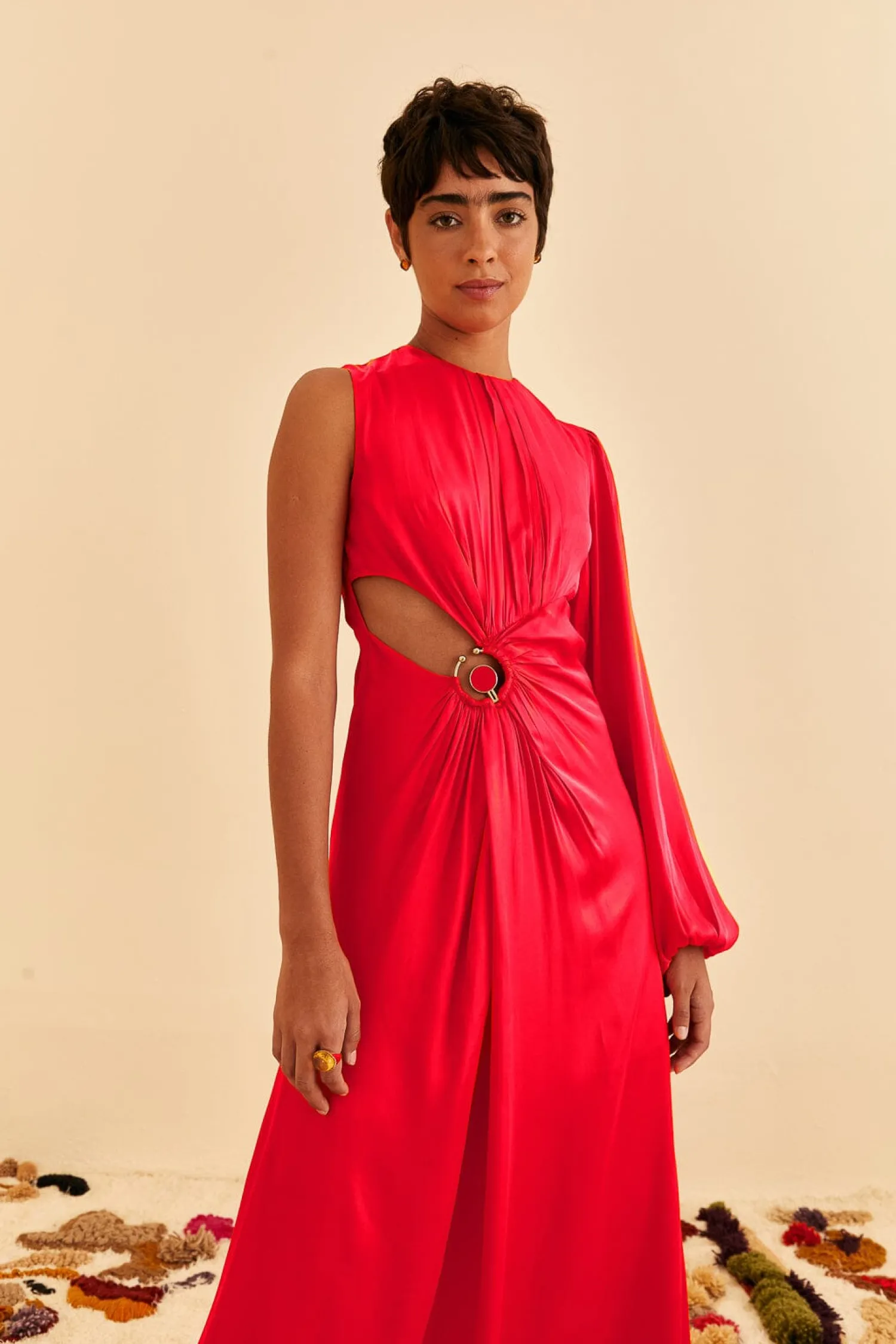 FARM Rio RED ONE SHOULDER MAXI DRESS