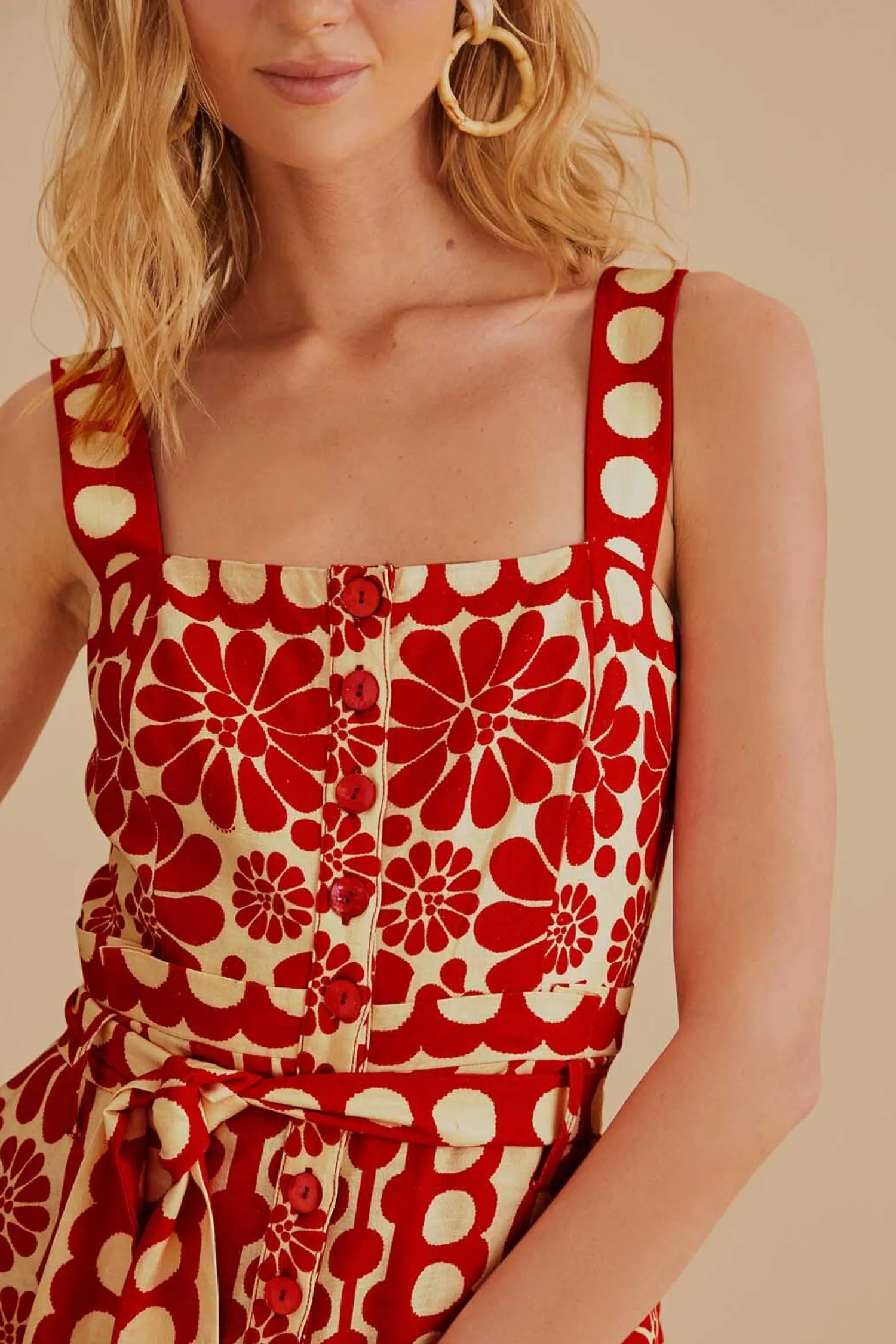 FARM Rio RED PALERMO SLEEVELESS ROMPER