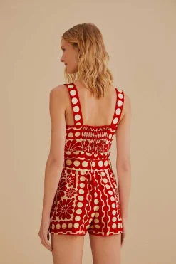 FARM Rio RED PALERMO SLEEVELESS ROMPER