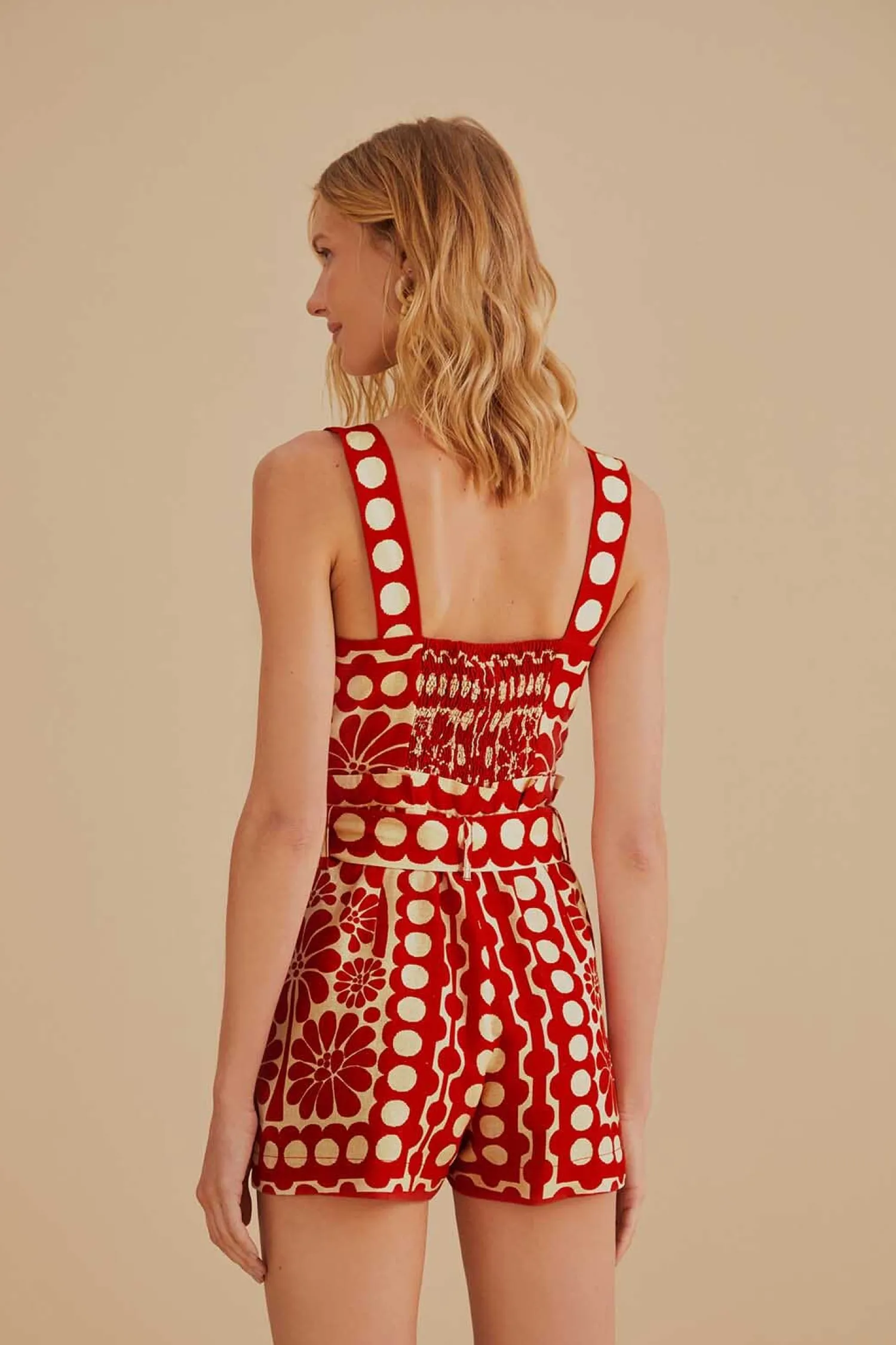 FARM Rio RED PALERMO SLEEVELESS ROMPER