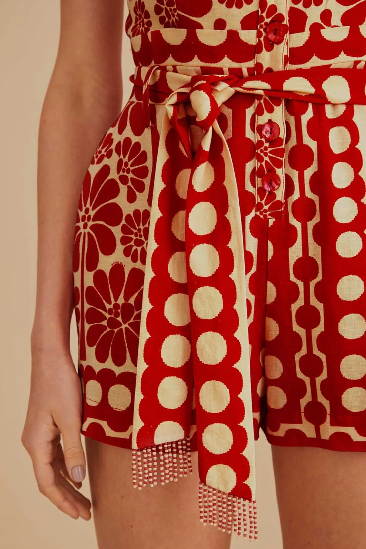 FARM Rio RED PALERMO SLEEVELESS ROMPER