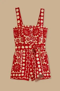FARM Rio RED PALERMO SLEEVELESS ROMPER
