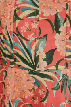 FARM Rio RED PINEAPPLE BLOOM CUT OUT MIDI DRESS