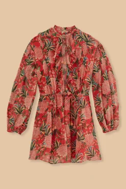 FARM Rio RED PINEAPPLE BLOOM V NECK MINI DRESS