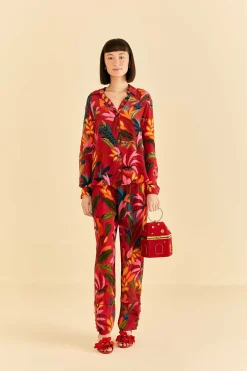 FARM Rio  RED ROOSTER LEAVES PANTS