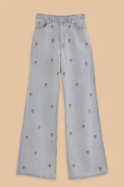 FARM Rio ROSE EMBROIDERED DENIM PANTS