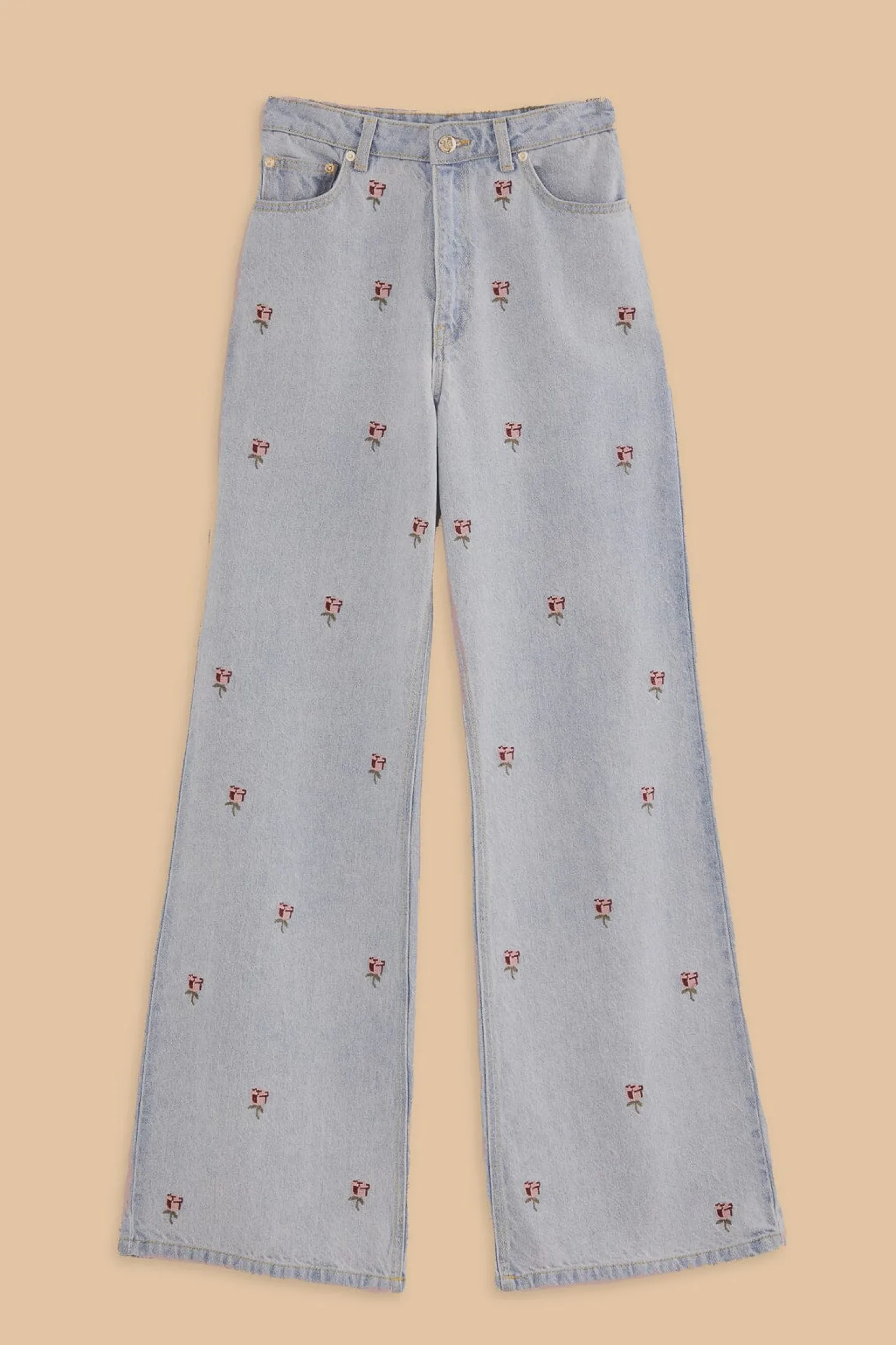 FARM Rio ROSE EMBROIDERED DENIM PANTS
