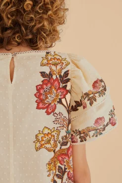 FARM Rio SAND LEOPARD FLOWERS BLOUSE