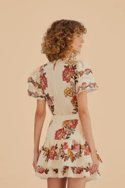 FARM Rio SAND LEOPARD FLOWERS MINI SKIRT