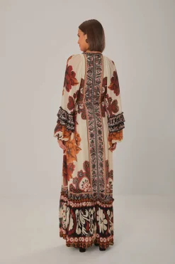 FARM Rio SAND WINTER TAPESTRY V NECK MAXI DRESS